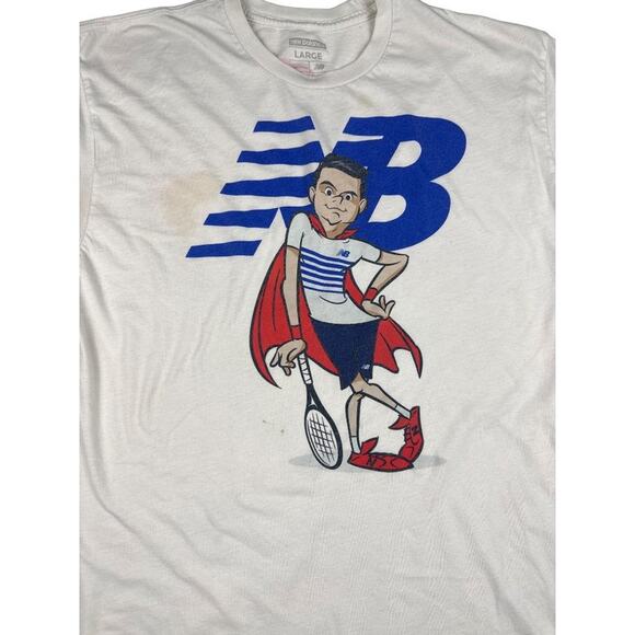 Vintage New Balance T-shirt in White Blue and Red - Picture 3 of 4